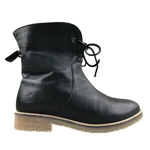 Joules Women's Size 38 Heybrook Black Leather Faux Fur Lined Lace-Up Winter Boot
